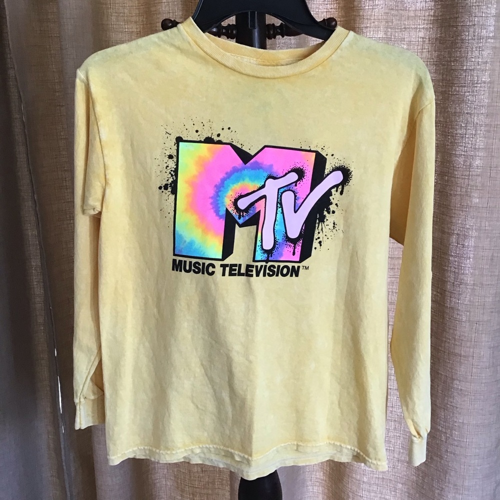 MTV Yellow Cotton Shirt Unisex Kids size L can fit Small Adult